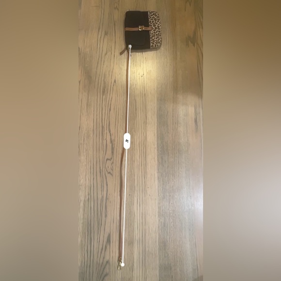 Fossil Taylor Fab Top Zip Black Canvas and Cheetah Print Crossbody Purse - Picture 5 of 5